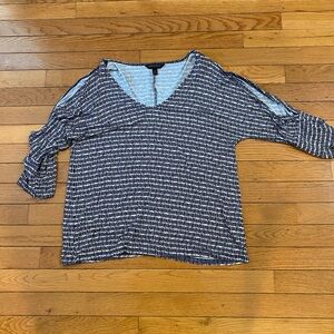 Banana Republic Black and White Relaxed Blouse with Cut Out